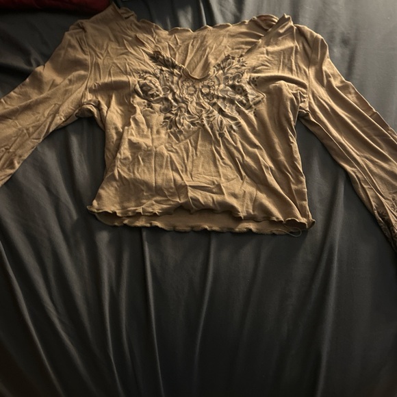 beige flared sleeve top - Picture 1 of 6